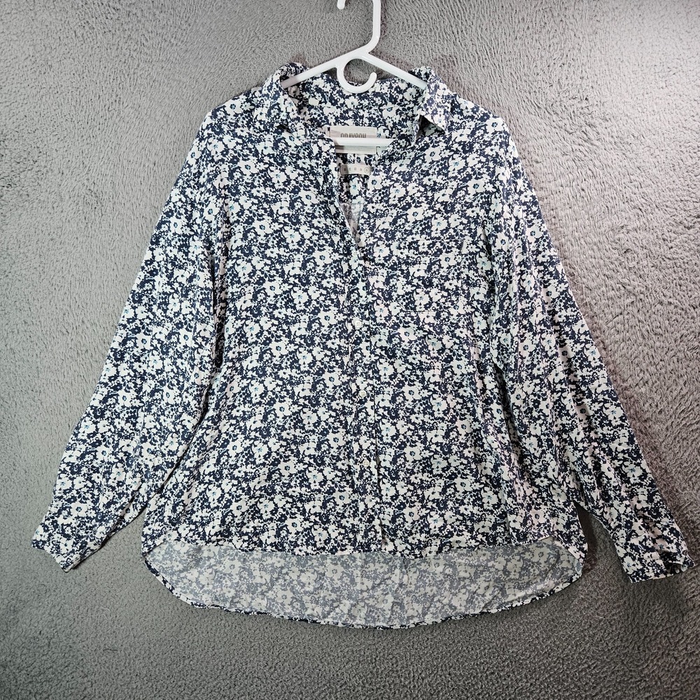 Grayson The‎ Hero Shirt Women Size 05 Button Up Long Sleeve Lyocell White Blue